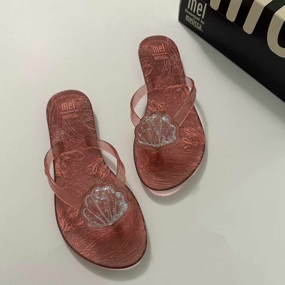 Mini Melissa Pink Shell Flip Flop